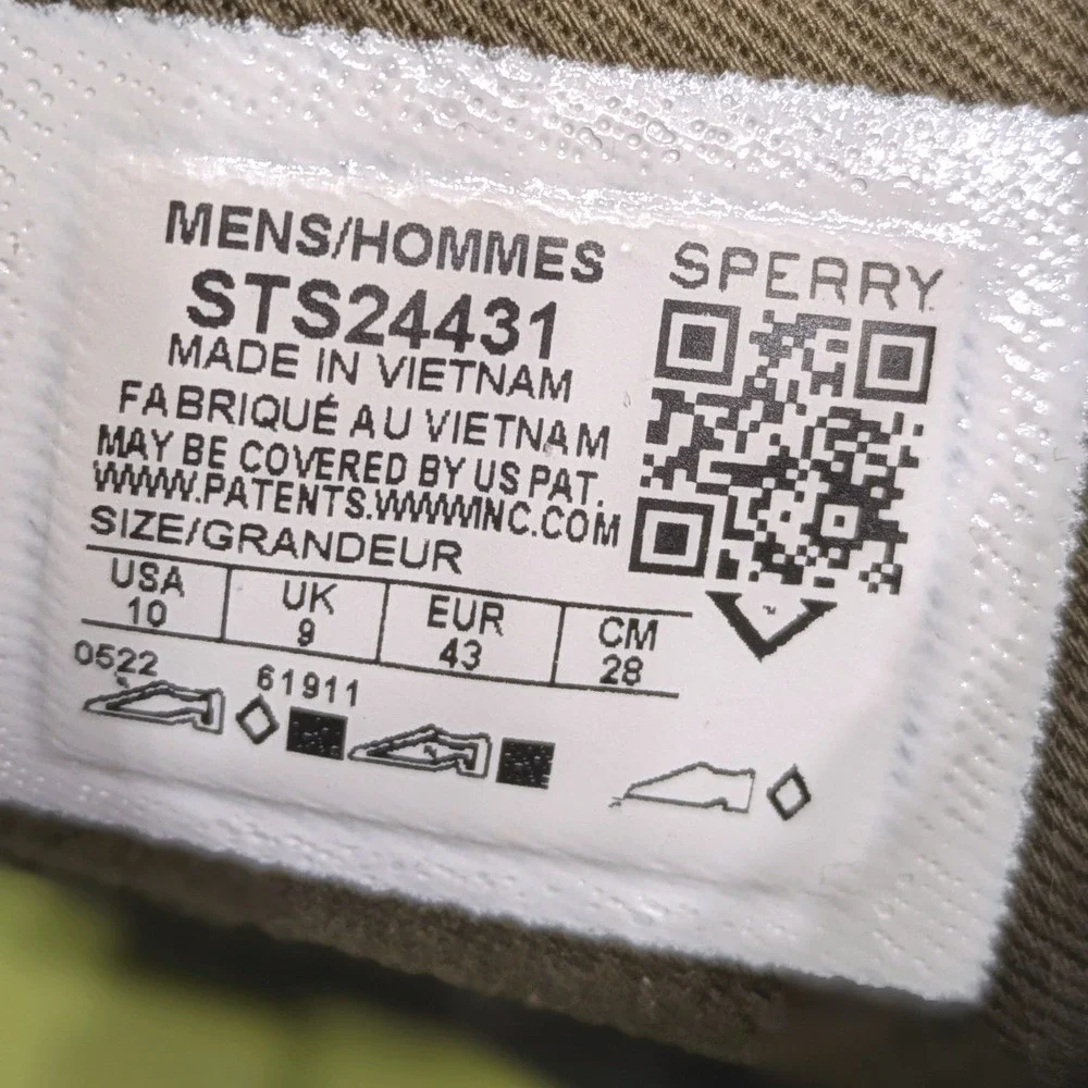 Sperry Mens Halyard Storm Boot Olive Green STS24431 Size 10 High Top Boot Duck
